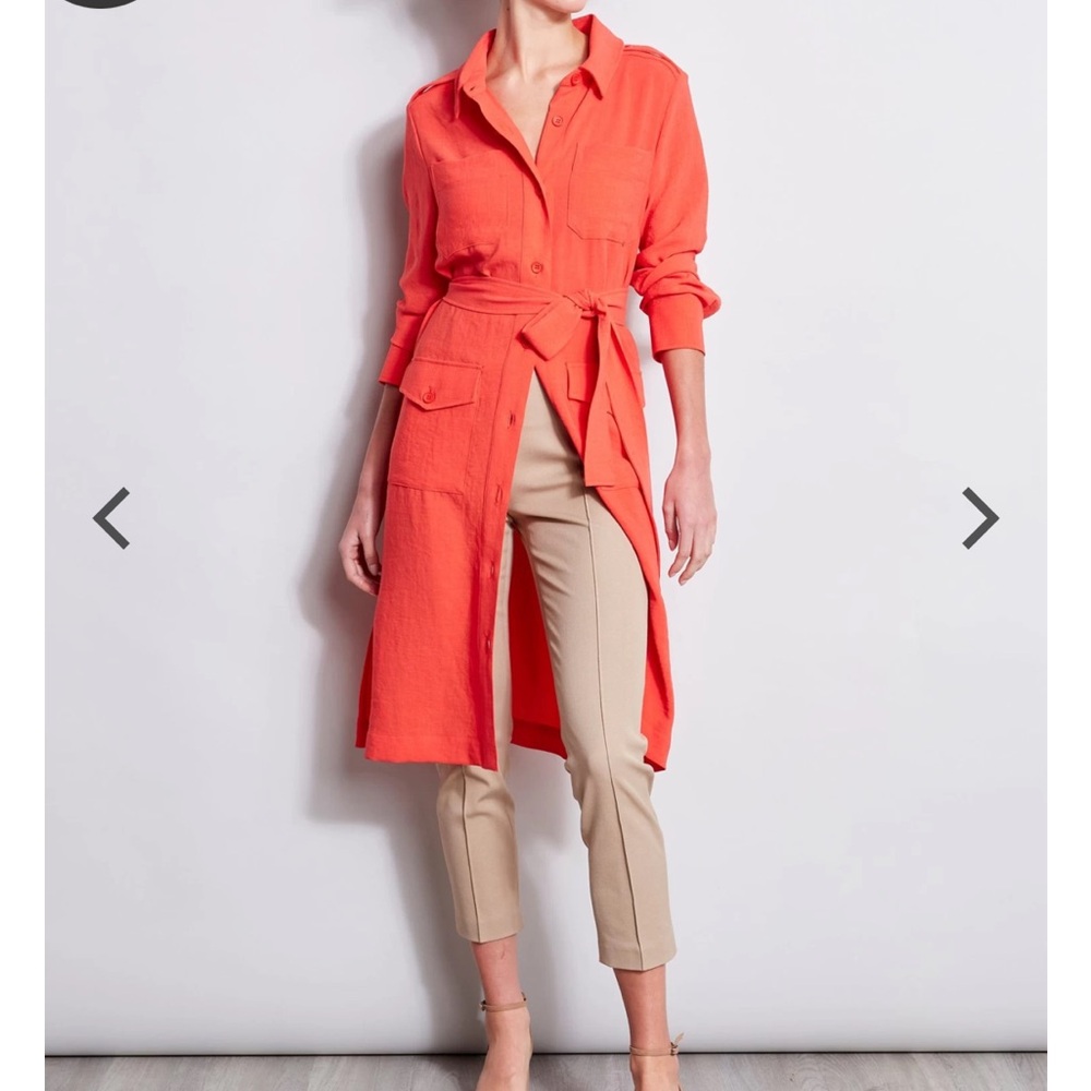 elie Tahari shirt dress, tomato, xs, NWT